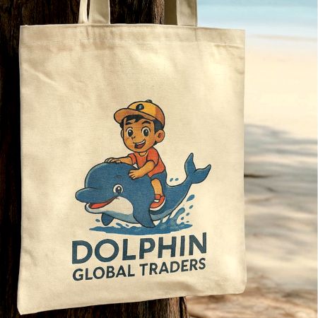 Dolphin Voyage Illustrated Cotton Tote Bag